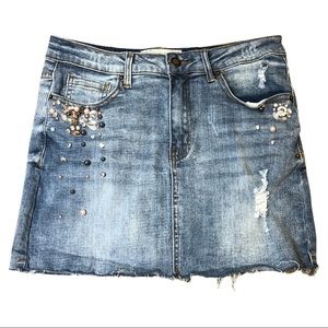 Angel Kiss Los Angeles distressed denim skirt